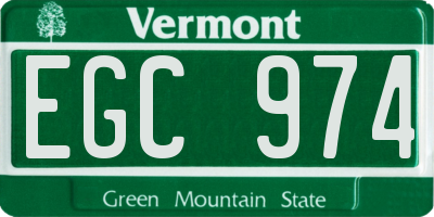 VT license plate EGC974
