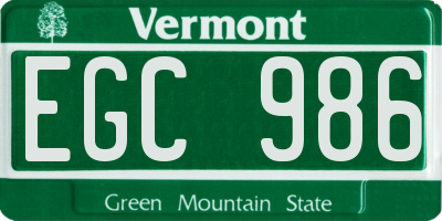 VT license plate EGC986