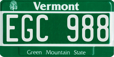 VT license plate EGC988