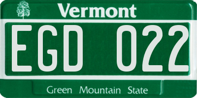 VT license plate EGD022