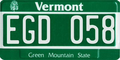 VT license plate EGD058