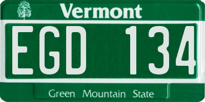 VT license plate EGD134