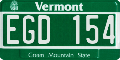 VT license plate EGD154