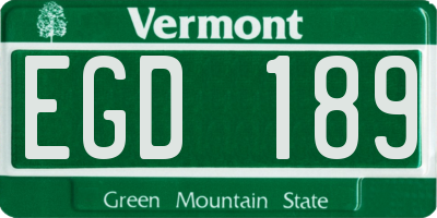 VT license plate EGD189