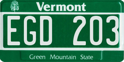 VT license plate EGD203