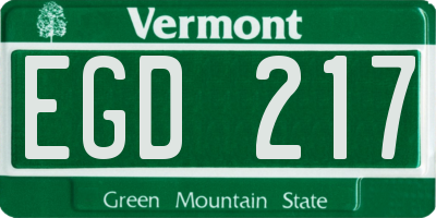 VT license plate EGD217