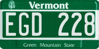 VT license plate EGD228