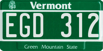 VT license plate EGD312