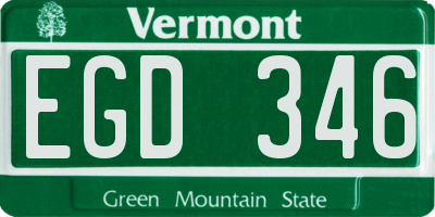 VT license plate EGD346