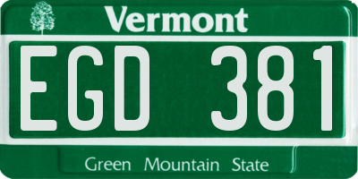 VT license plate EGD381