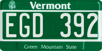 VT license plate EGD392