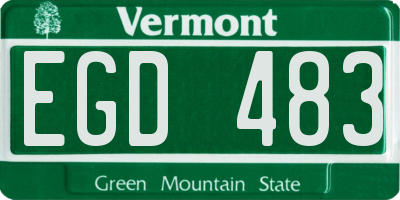 VT license plate EGD483