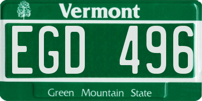 VT license plate EGD496