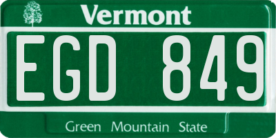 VT license plate EGD849