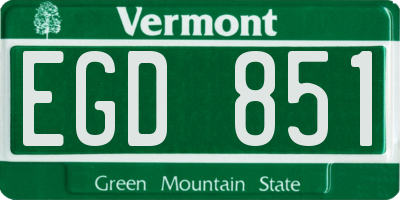 VT license plate EGD851