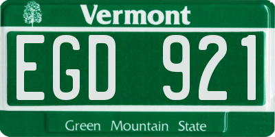 VT license plate EGD921