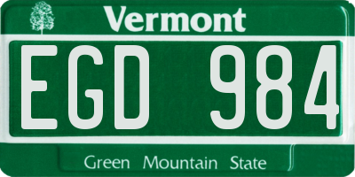 VT license plate EGD984