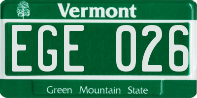 VT license plate EGE026