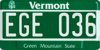 VT license plate EGE036