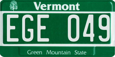 VT license plate EGE049