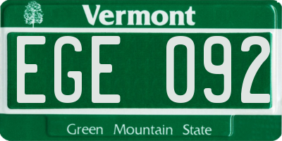VT license plate EGE092
