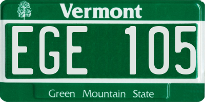 VT license plate EGE105