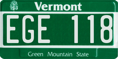 VT license plate EGE118
