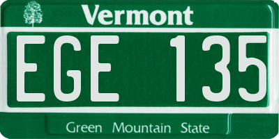 VT license plate EGE135
