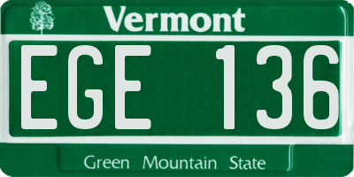 VT license plate EGE136
