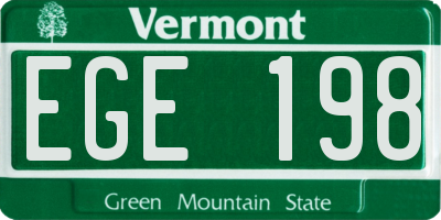 VT license plate EGE198