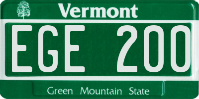 VT license plate EGE200