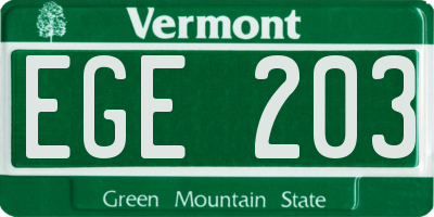 VT license plate EGE203