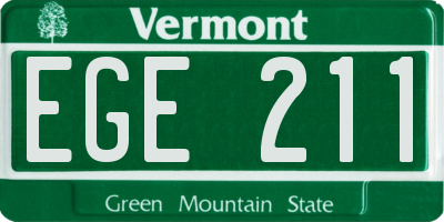 VT license plate EGE211