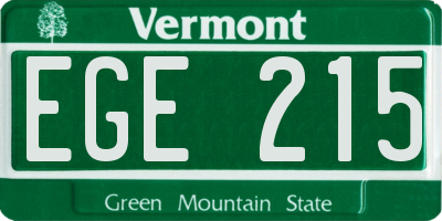VT license plate EGE215