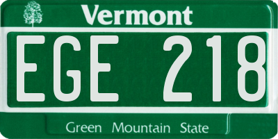 VT license plate EGE218