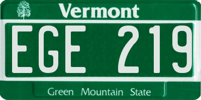 VT license plate EGE219