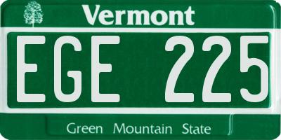 VT license plate EGE225