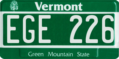 VT license plate EGE226