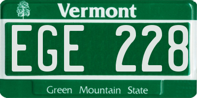VT license plate EGE228