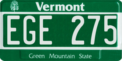VT license plate EGE275
