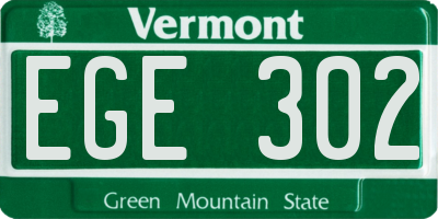 VT license plate EGE302