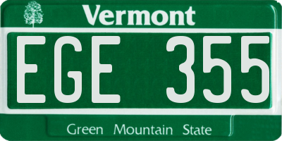VT license plate EGE355