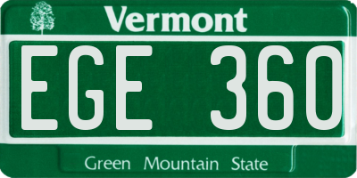 VT license plate EGE360