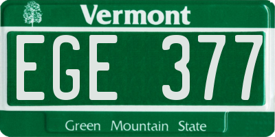 VT license plate EGE377