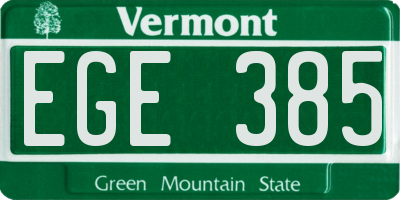 VT license plate EGE385