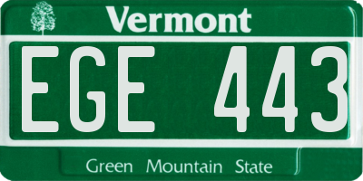 VT license plate EGE443