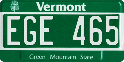 VT license plate EGE465