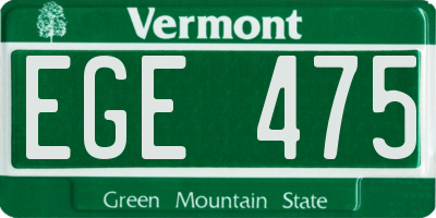 VT license plate EGE475