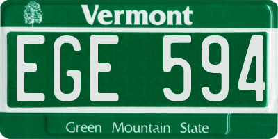 VT license plate EGE594