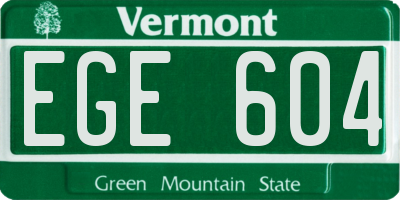 VT license plate EGE604